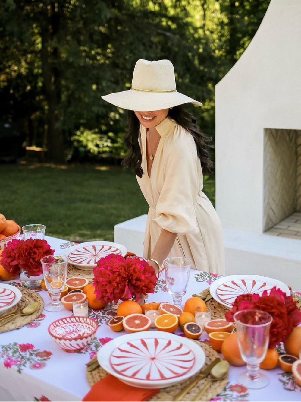 Janessa Leone Natural Straw Wide Brim Hat with Gold Band